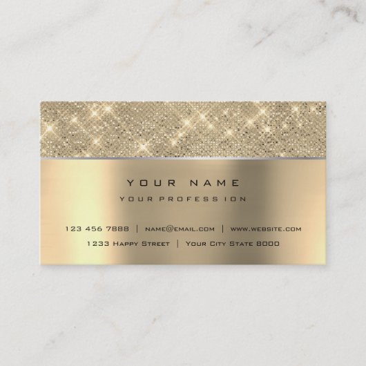 アイボリーの広い金ゴールドのダイヤモンドのストライプのグリッターVIP VISITEKAARTJE (Voorkant)