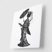 アクリル壁時計、芸者シルエット VIERKANTE KLOK (Hoek)