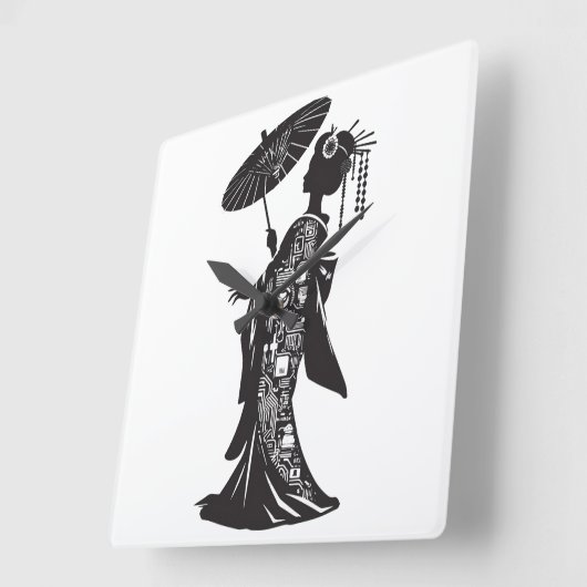 アクリル壁時計、芸者シルエット VIERKANTE KLOK (Hoek)