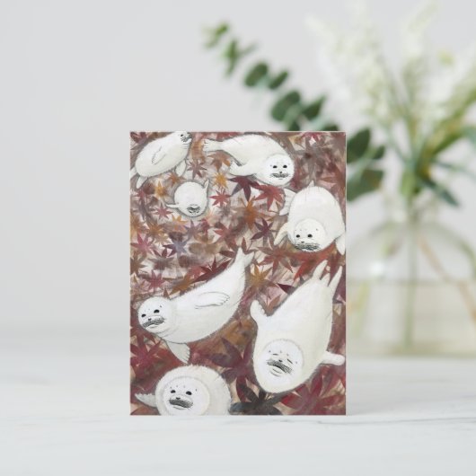 アザラシ四季シリーズ　秋 BRIEFKAART (Staand voorkant)