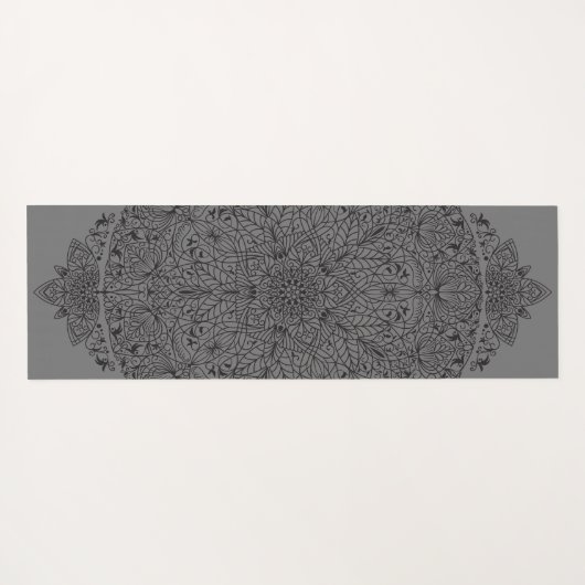 アラベスク文様08ブラックXグレー YOGAMAT (Achterkant (horizontaal))