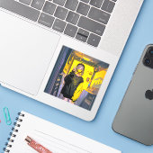 アーティストの部屋シール|寿司娘 GenerativeAI Sticker (Laptop met iPhone)