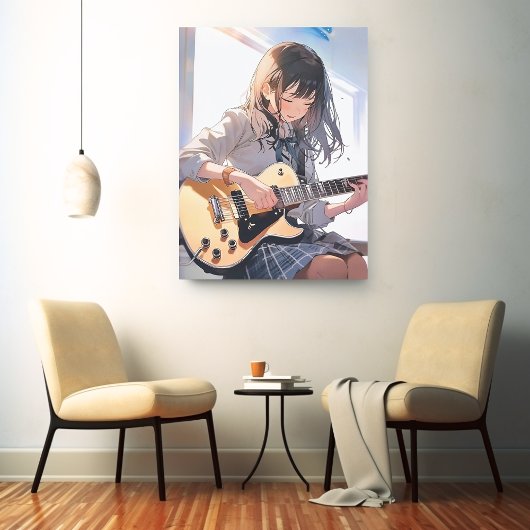 アートパネル Art Panel|ギターJK 寿司娘 GenerativeAI Canvas Afdruk