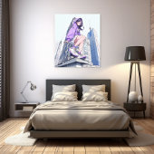 アートパネル Art Panel｜パープル JK Purple 寿司娘 GenerativeAI Canvas Afdruk