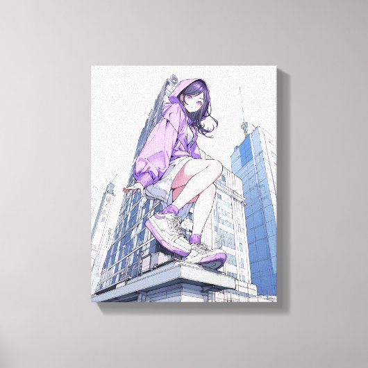 アートパネル Art Panel｜パープル JK Purple 寿司娘 GenerativeAI Canvas Afdruk (Voorkant)