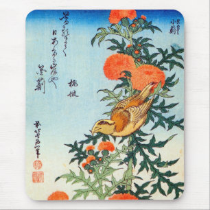 ア ザ 小 鳥, 北 Bird en Thistle, Hokusai, Ukiyo-e Muismat