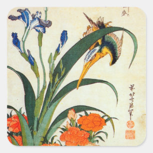 ア ヤ ワ セ, メ Iris, Hokusai, Ukiyo-e. Vierkante Sticker
