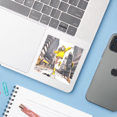 イエローパーカーJK シール GenerativeAI Sticker (Laptop met iPhone)