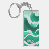 エメラルドグリーンの大波キーホルダー SLEUTELHANGER (Voorkant Links)