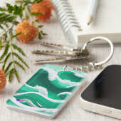 エメラルドグリーンの大波キーホルダー SLEUTELHANGER (Voorkant Rechts)