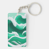 エメラルドグリーンの大波キーホルダー SLEUTELHANGER (achterkant)