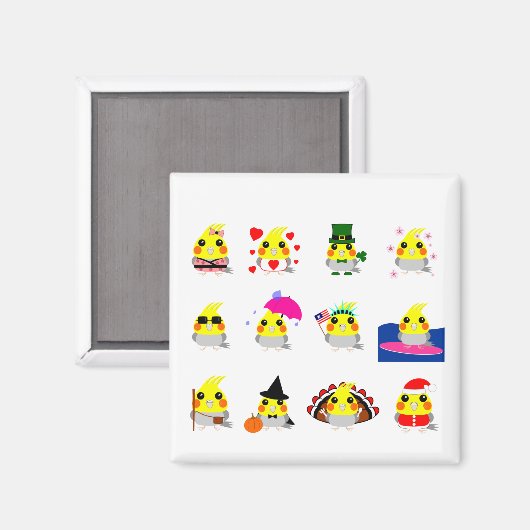 オカメインコ Cockatiel vogelvakantie design Magneet (Voorkant / Achterkant)