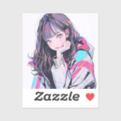 オシャレなJKシール|寿司娘 Seal Sticker GenerativeAI (Vel)