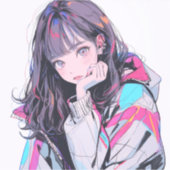 オシャレなJKシール|寿司娘 Seal Sticker GenerativeAI (Voorkant)