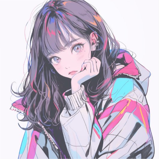 オシャレなJKシール|寿司娘 Seal Sticker GenerativeAI (Voorkant)