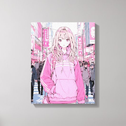 オシャレなPinkアートパネル｜寿司娘 GenerativeAI Canvas Afdruk (Voorkant)