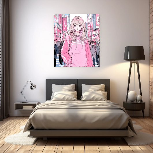オシャレなPinkアートパネル｜寿司娘 GenerativeAI Canvas Afdruk