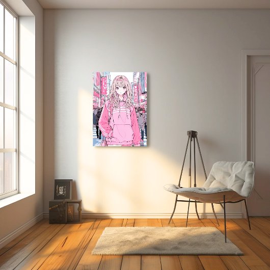 オシャレなPinkアートパネル｜寿司娘 GenerativeAI Canvas Afdruk