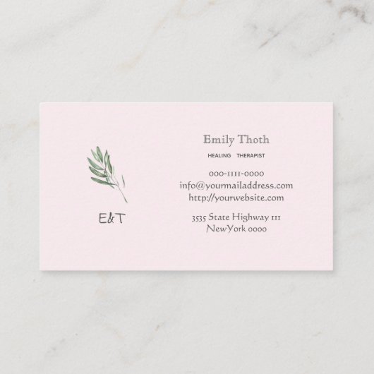 オリーブの葉のシンプルな VISITEKAARTJE (Achterkant)