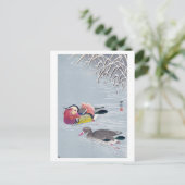 オ シ リ, 小 古 Mandarin duck, Ohara Koson, Ukiyo-e Briefkaart (Staand voorkant)