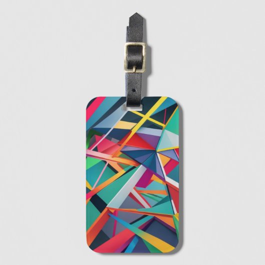 カラフル・ジオメトリック・マジック 直線の組み合わせによる立体感のある幾何学模様 BAGAGELABEL (Voorkant (verticaal))
