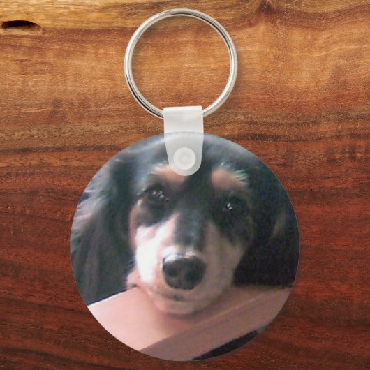 キュートなブラッククリームのダックスフント! SLEUTELHANGER (Voorkant)