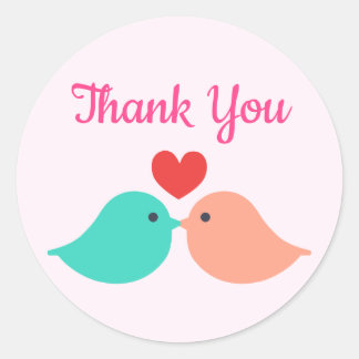 キュートなラブバード Cute lovebirds. ラウンドシール Ronde Sticker