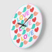 キュートなラブバード LOVEハート ピンク色 Cute lovebirds. Grote Klok (Hoek)