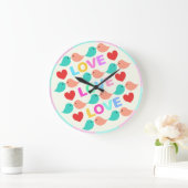 キュートなラブバード LOVEハート 黄色 Cute lovebirds. Grote Klok (Huis)