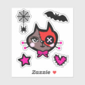 キュートな赤茶ねこ　蜘蛛　Cute red brown cat. シール Sticker (Vel)