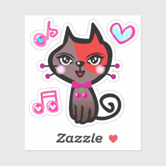 キュートな赤茶ねこ Cute red brown cat. シール Sticker (Vel)