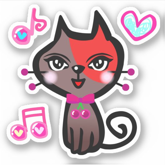 キュートな赤茶ねこ　Cute red brown cat. シール Sticker (Voorkant)