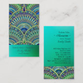 キレイな青と緑　孔雀デザイン VISITEKAARTJE (Voorkant / Achterkant)