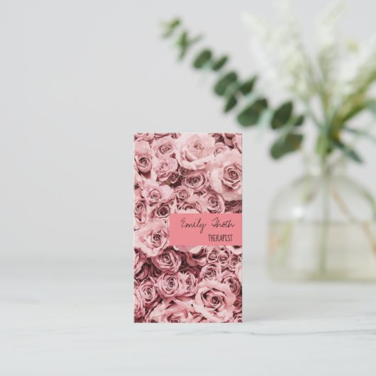 クラシカルなピンク色のバラ VISITEKAARTJE (Staand voorkant)