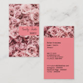 クラシカルなピンク色のバラ VISITEKAARTJE (Voorkant / Achterkant)