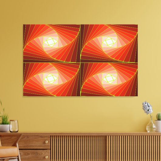 クワッドスパイラル レッド CANVAS AFDRUK (Insitu (Woonkamer))