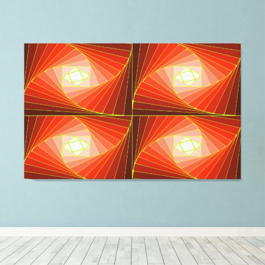 クワッドスパイラル レッド CANVAS AFDRUK (Insitu (Houten vloer))