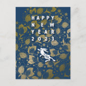 クールなうさぎと花の年賀はがき～BlueBase06 Feestdagenkaart (Voorkant)