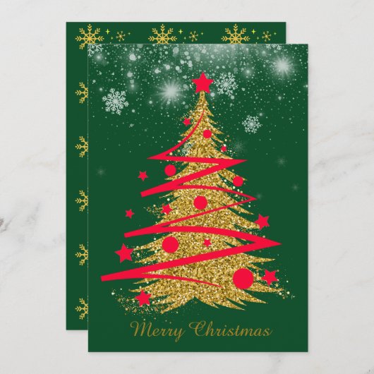 グリーンエレガントなクリスマスカード♡ FEESTDAGENKAART (Voorkant / Achterkant)
