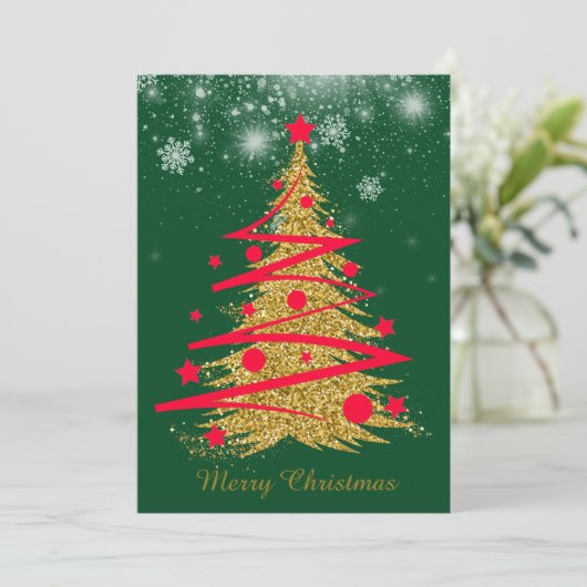 グリーンエレガントなクリスマスカード♡ FEESTDAGENKAART (Staand voorkant)