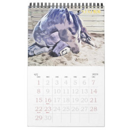 ケイメイ牧場　サラブレッドの引退馬　２頭のイラスト KALENDER