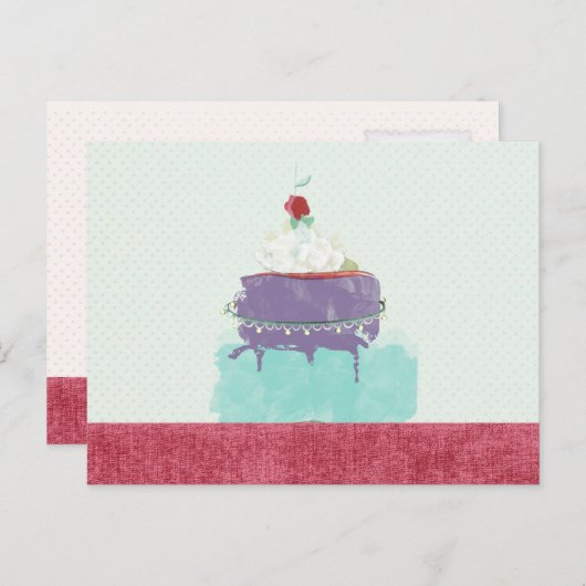 ケーキ Druivenmunt crème kersencake Briefkaart (Voorkant / Achterkant)