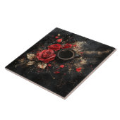 「コーヒーに赤い薔薇を添えて」 黒色系背景 コーヒーブレイク TEGELTJE (Zijkant)