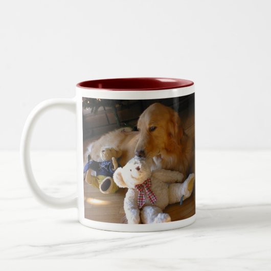 ゴールデンレトリーバー犬とテディーベア TWEEKLEURIGE KOFFIEMOK (Links)