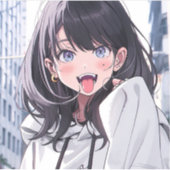 シール｜あっかんベーJK｜寿司娘 GenerativeAI Sticker (Voorkant)