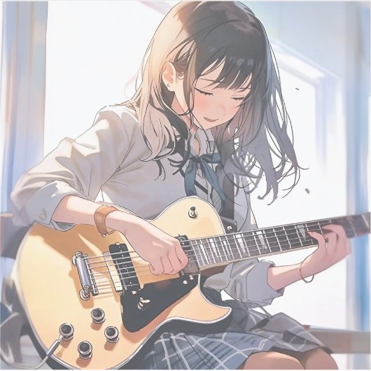 シール Seal|ギターJK 寿司娘 GenerativeAI Sticker (Voorkant)