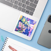 シール Seal|ゲーセンJK 寿司娘 GenerativeAI Sticker (Laptop met iPhone)