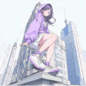 シール Seal|パープルJK Purple |寿司娘 GenerativeAI Sticker (Voorkant)