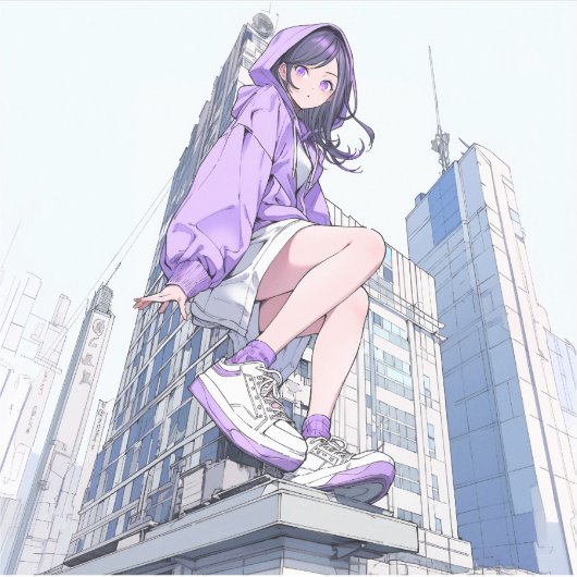 シール Seal｜パープルJK Purple ｜寿司娘 GenerativeAI Sticker (Voorkant)