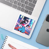 シール Seal|今日もお疲れポーズ 寿司娘 GenerativeAI Sticker (Laptop met iPhone)